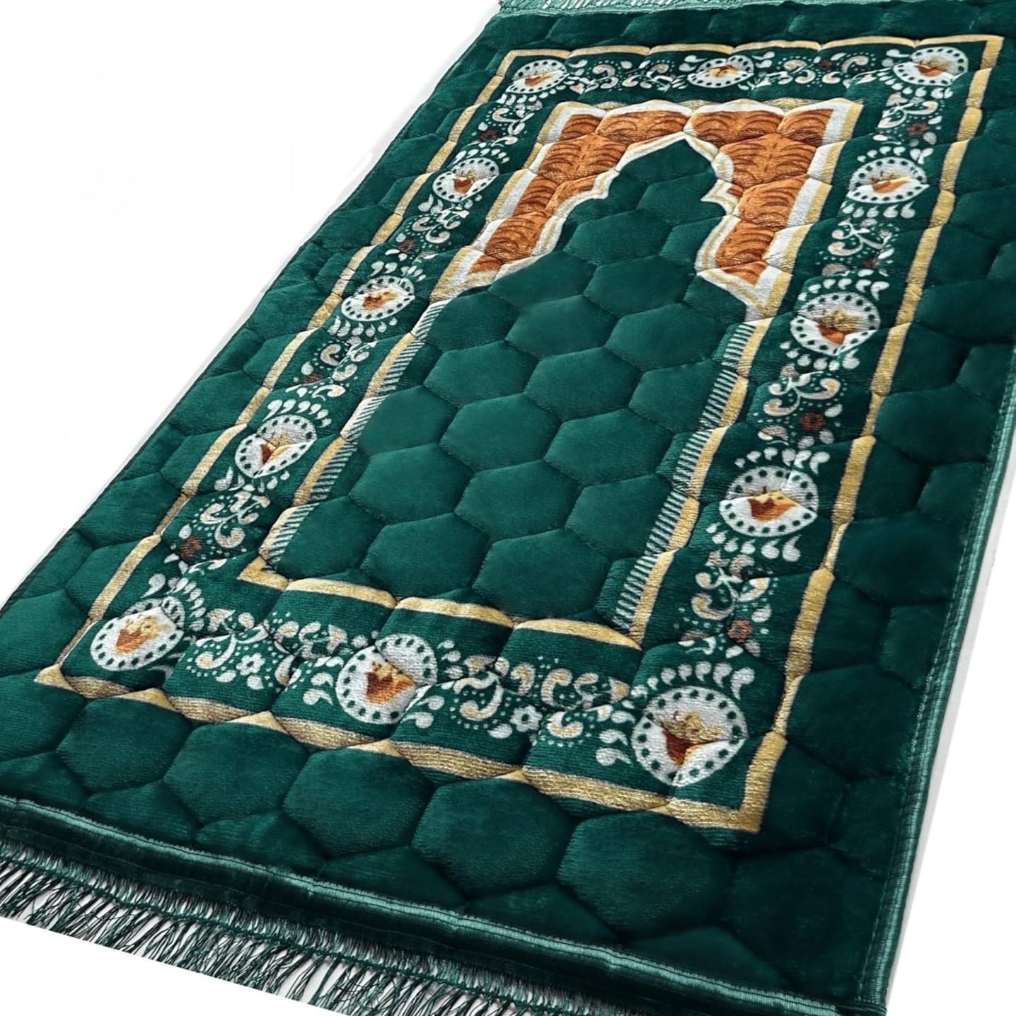 Maranta Prayer Plant - Kalın Şönil Kapitone Seccade 80x120cm/31.5x47.24in, Kaymaz