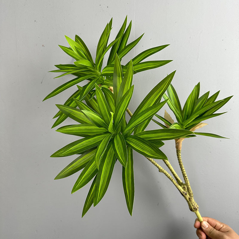 Dracaena Marginata - Simüle Yeşil Bitkiler 3 Başlı Zambak