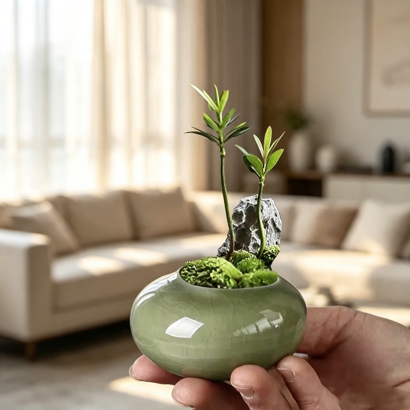 Mini Buz Çatlak Desenli Saksı  - Echeveria Succulent incelemesi ve fiyatı
