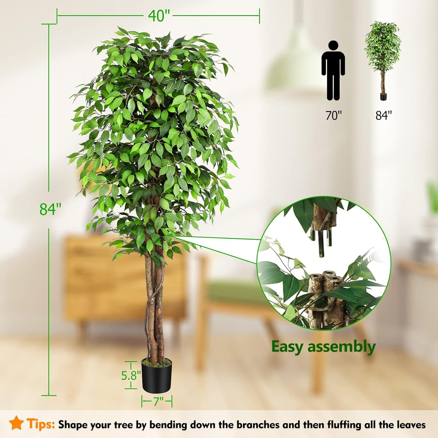 Gerçekçi Yapay Ficus Ağacı, Do - Monstera Adansonii incelemesi ve fiyatı